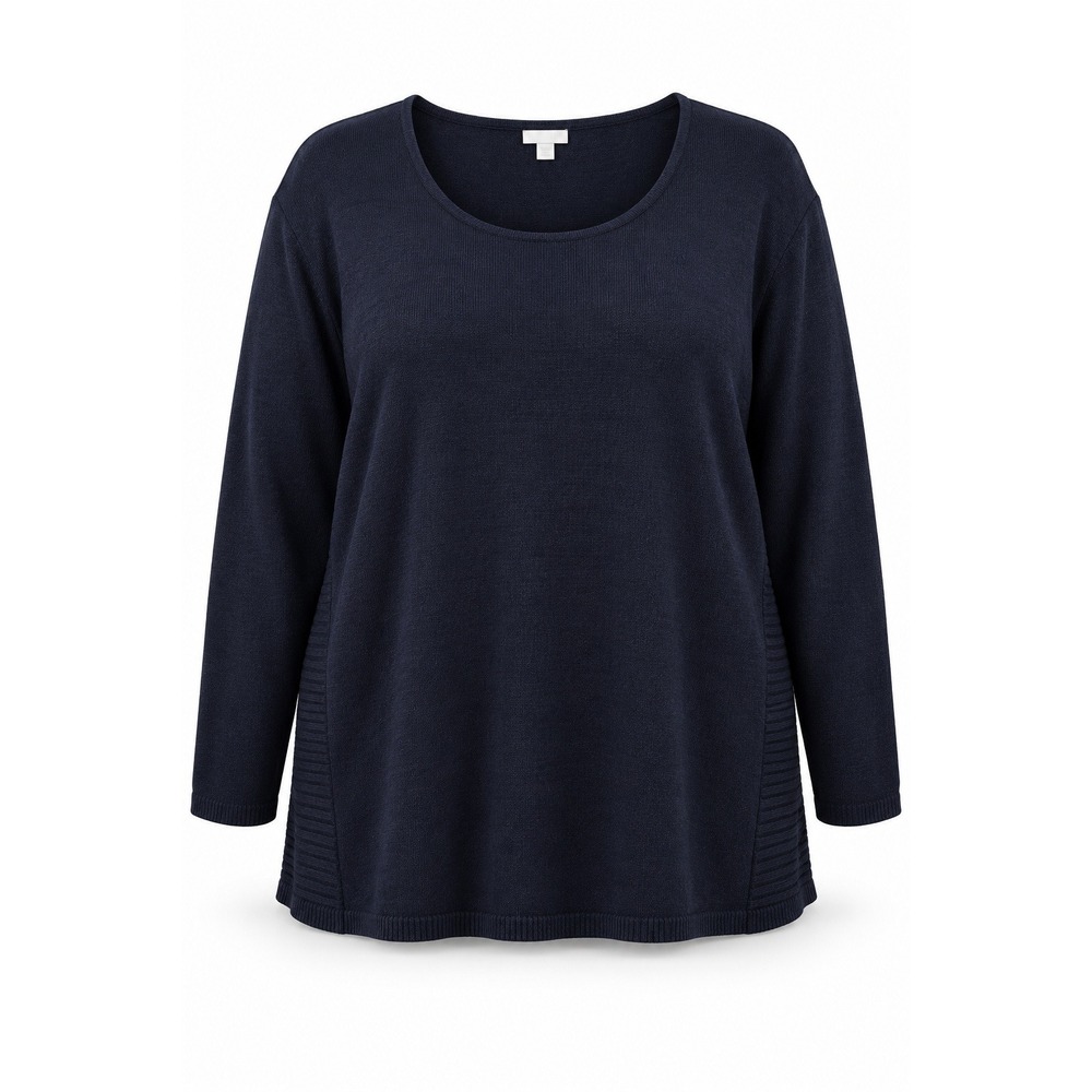 J. Jill Women 4X Navy Blue Cotton Merino Wool Blend Scoop Neck Tunic Sweater